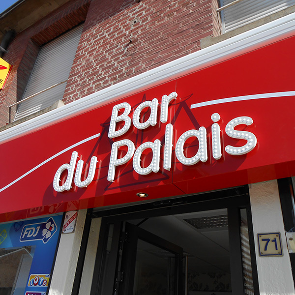 Enseignes lumineuse lettre relief éclairage direct bar restaurant café Amiens